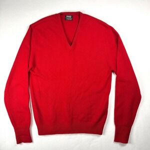 Ping for Karsten Red 100% Cashmere V-Neck Sweater